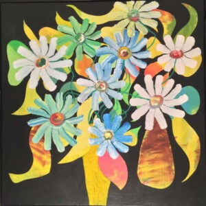 Gul vase og årstidens blomster | Lars Hede